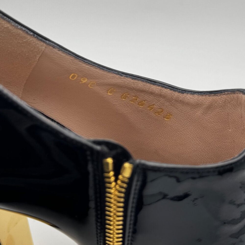 CHANEL Open-Toed Ankle Boot with Gold Detail Sz EUR 37/ US 6.5 - Picture 6 of 11